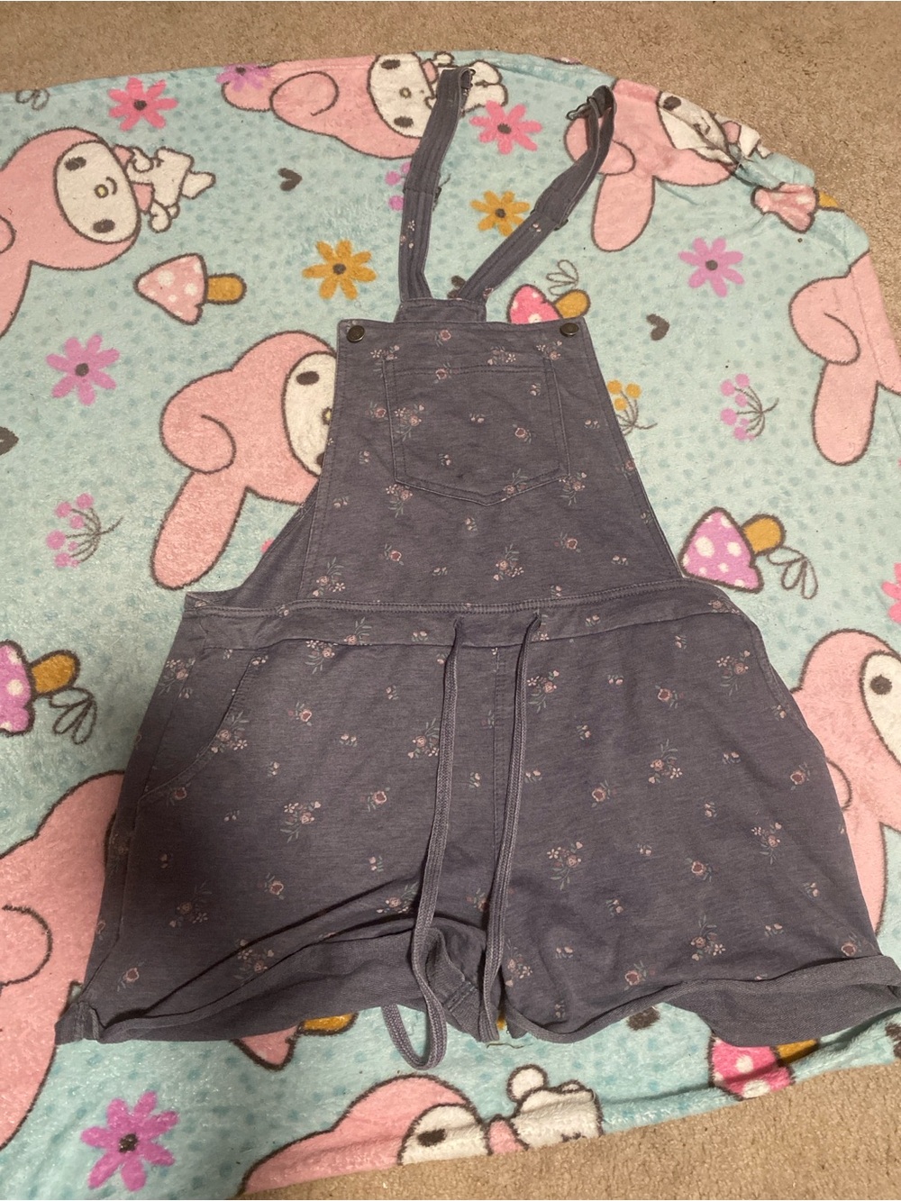 Wallflower Gray Floral Short Overalls Romper